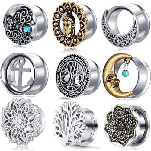 JUNLOWPY 2pcs Ear Tunnels Gauges Dangle Plugs 00 Gauges 0g Tunnels Stainless Earlets Stretchering Piercing Plug And Tunnels Kit