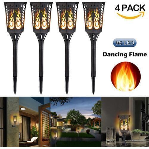 4PCS 96 LED Solar Lamp Outdoor Solar Flames Dancing Torch Lights solar Sensor Lawn Lamp Wall Light for Garden Yard Waterproof