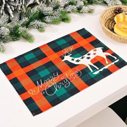 Stain Resistant Plaid Winter Christmas Holiday Buffalo Plaid Placemats for Family Gathering
