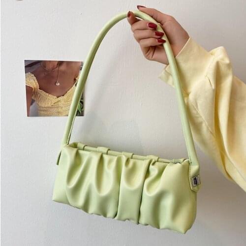 Women Bag Fashion Retro Armpit Shoulder Bag Soft Leather Small Handbags And Purse Solid Color 2021 Trendy Handle Femal Bags