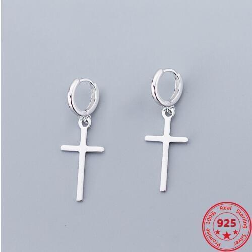 Authentic 925 Sterling Silver Cross Charm Earrings For Women 2019 New Trend Lady Fashion Jewelry Pendientes Mujer Moda