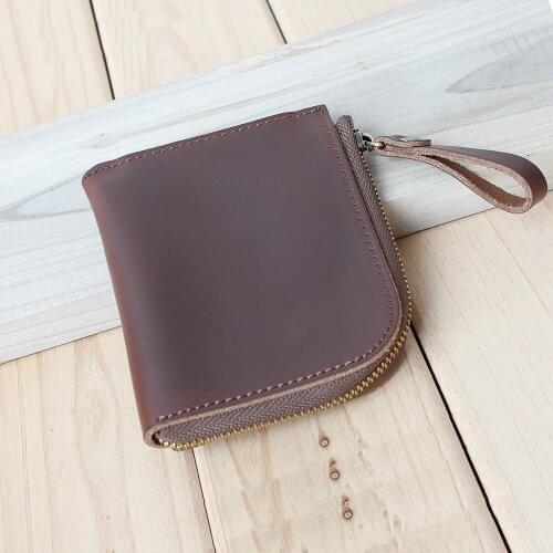 Handmade Genuine Leather Womens Wallet Retro Wristlet Wallets for Women Coin Purse Real Leather Womens Wallets and Purses