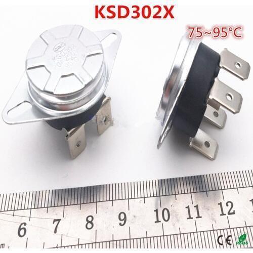 10pcs /lot KSD302X 75/80/92/93/95degree 250V 20A Electric water heater thermostat/ temperature control switch