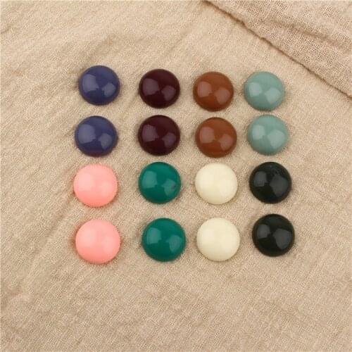 10pcs Solid Candy Color Half Round Resin Flatback Cabochon Beads Diy Crafts Scrapbook Embellishment Wedding Jewelry Make