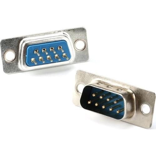 10pcsDB9 male and female RS232 serial port Welding plate type Plug-in type Dual row 9-core connector Copper feet