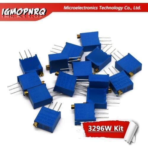 15values*1pcs 15pcs 100ohm-2Mohm 3296w Potentiometer kit 50 100 200 500 ohm 1k 2k 5k 10k 20k 50k 100k 200k 500k 1M 2M