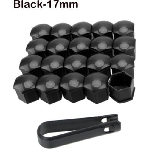 20Pcs Car Wheel Screw Covers 17mm Auto Tyre Nut Caps With Removal Tool Bolt Rims Special Socket Car Styling Black