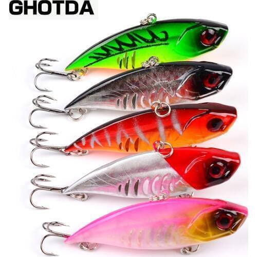 5PCS colorful VIB 6.5cm 10.35g Plastic Hard Bait Minnow Fishing lures Bass #6 hook perch wobbler fish