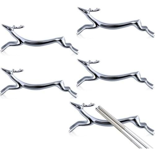 896B Zinc Alloy Running Deer Chopsticks Rest Spoon Stand Fork Knife Holder Decoration