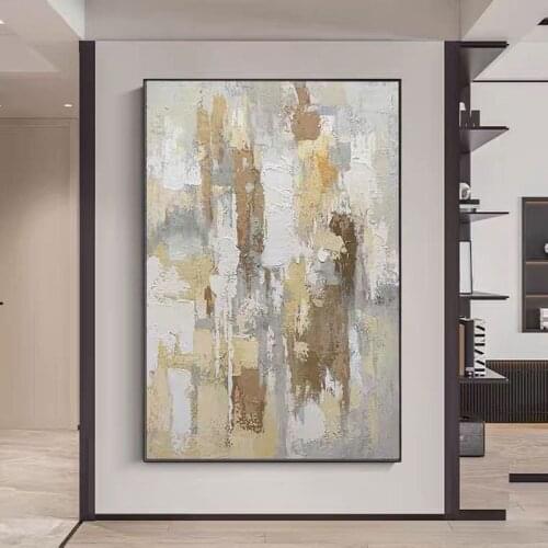 Handmade Abstract Oil Painting Wall Art Bright Color Style Minimalist Modern On Canvas Decorative For Living Room No Frame
