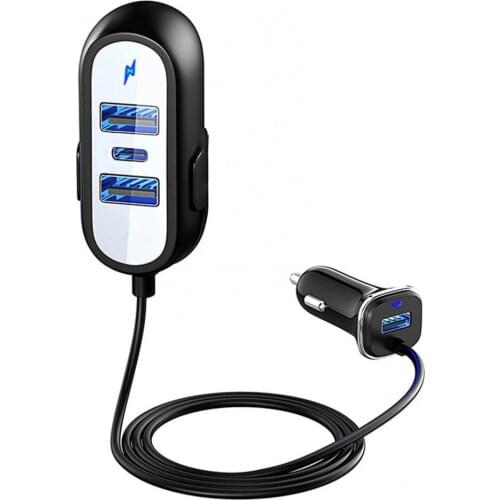 AGETUNR 18W 3 USB QC3.0 USB Car Fast Charger With USB Cable Lighter For iPhone Lighting Cable Micor USB Car Charger For Cars