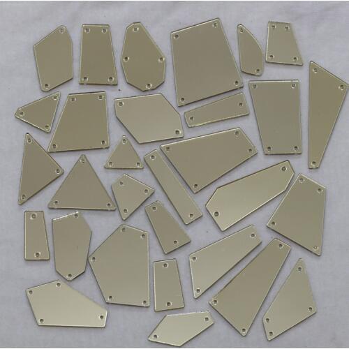 Jonquil Acrylic Mirror Sew On Rhinestones DIY Flatback Mirror Acryl Sew On Stones with Holes For Sewing