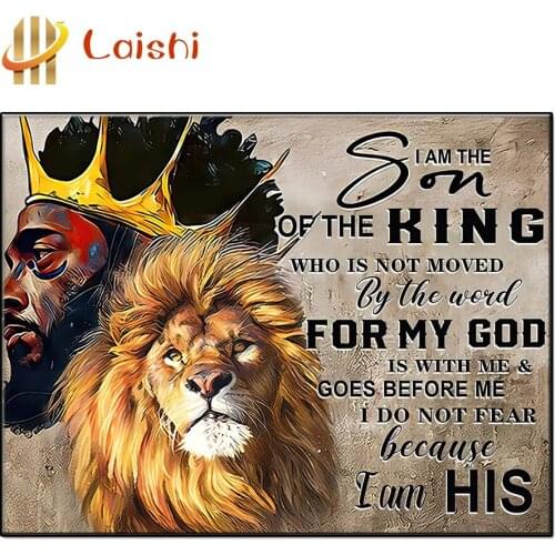 3D Diy Afro king, lion, inspirational language full drill Diamond Painting Art Diamond Picture Mosaic Gift Home Wall Decoration