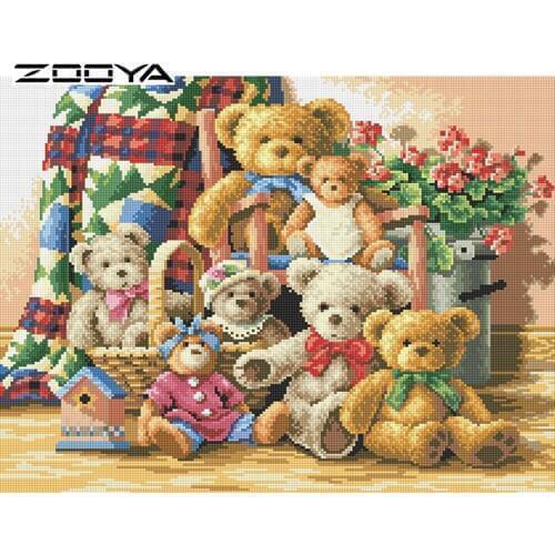 ZOOYA DIY Diamond Embroidery The Teddy Bear Cross Stitch Rhinestone Pasted Painting Diamond Embroidery Home Decor F512