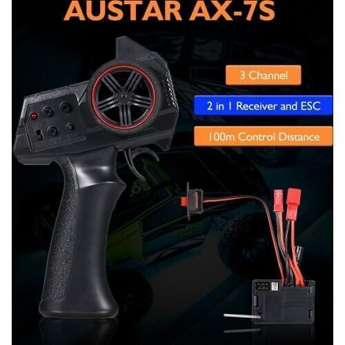 AUSTAR AX-7S 2.4G 3CH Transmitter Remote Controller with 2 in 1 Receiver ESC for 1/14 1/16 1/18 1/24 1/28 1/32 RC Car RC Boat