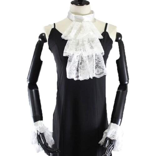 Girls white retro decorative round neck bow tie detachable ruffled lace hollow fake collar punk overcoming accessories