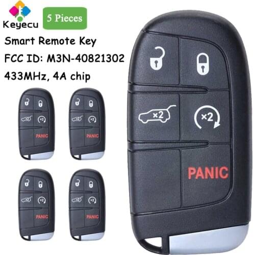 KEYECU 5 Pieces Smart Remote Car Key Fob 5 Buttons 433MHz 4A Chip for Jeep Compass 2017 2018 2019 2020 FCC M3N-40821302 68250343