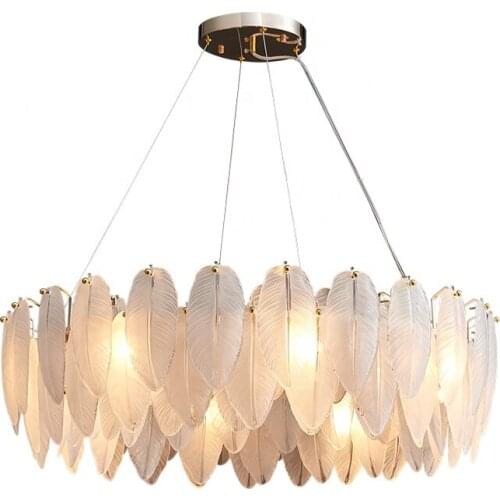 Hotel Villa Project Decorative Lighting white glass leaves Luxury Crystal Chandelier Post Modern Ceiling Pendant Lamp