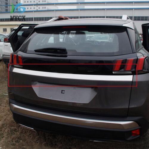 For Peugeot 3008 2017 Chrome Rear Trunk Cover Tail Gate Trim Back Door Handle Sticker Styling Accent Moulding garnish