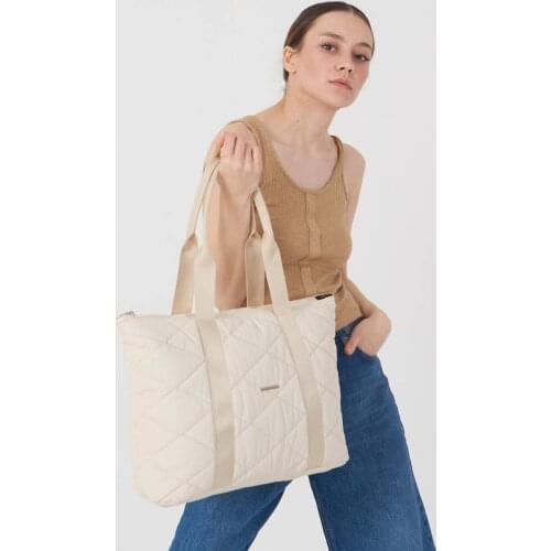 Womens Beige Quilted Handbags Ç3248 - F13 ADX-0000023740