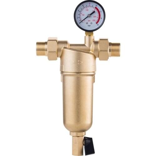 Siphon backwas Pre-filter water filter purifier system whole brass body stainless steel mesh prefiltro with gauge free shipping