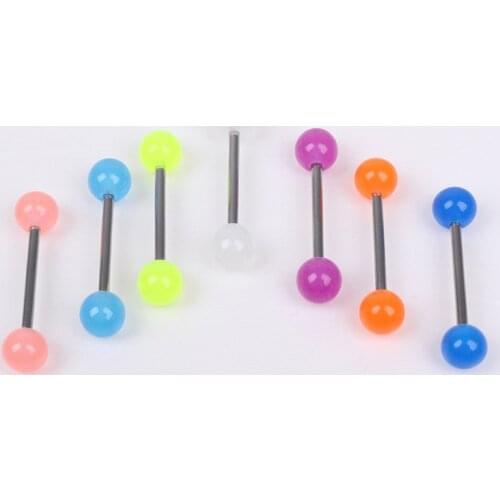 Hot Selling Cheap Wholesale 1/8PCS Glow In The Dark Luminous Barbell Tongue Rings Body Piercing Jewelry For Women Men Girls