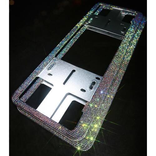 Crystal Diamond Car License Plate Frames Handmade Sparkly Bling Colorful Rhinestone Stainless Steel Metal Frames