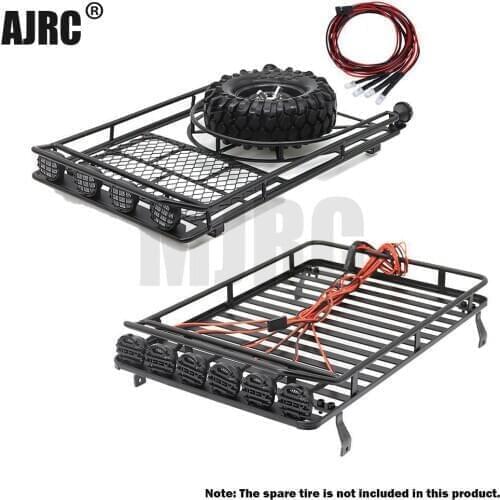 Metal roof rack with 4 LED lights for 1:10 RC Rock Crawler SCX10II 90046 90047 SCX10 D90 Jeep Wrangler Traxxas Trx4 luggage rack
