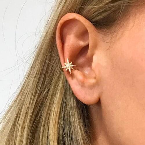 Fashion Gold Leaf Clip Earring Exquisite For Women Without Piercing Puck Rock Vintage Crystal Ear Cuff Girls Gifts Jewerly