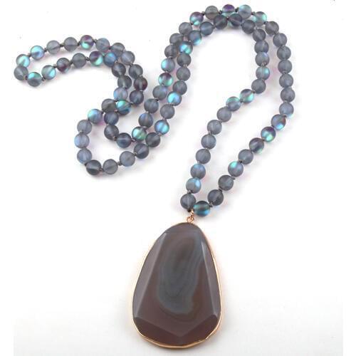 MOODPC Fashion Beautiful Shiny Crystal Long Knotted & Stone Drop Necklace For Women Statement Necklaces