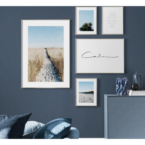 Beach Grassland Road Tree Plant Quotes Wall Art Canvas Painting Nordic Posters And Prints Wall Pictures For Living Room Decor