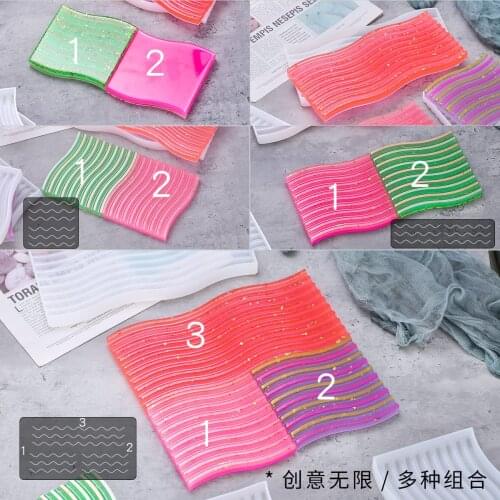 2021 New Crystal Epoxy Mold DIY Splicing Deep Groove Wave Pattern Coaster Swing Table Base Silicone Abrasive Tool