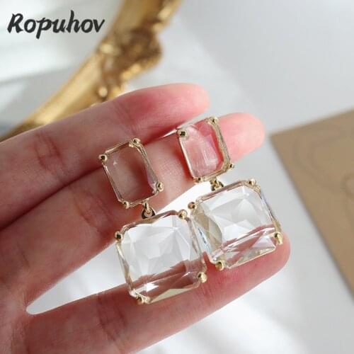 Ropuhov 2021 New Jwellery Women Big Fashion Rhinestone Dangle Earrings Square Gift Wholesale