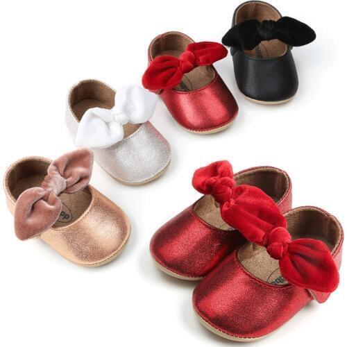 Newborn Baby Girl Crib Shoes Bowknot Soft Sole Leather Prewalker Sneakers Infant Toddler Shoes