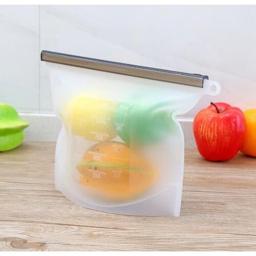 10Packs Hot Sell on BPA Free 1L Reusable Silicone Airtight Seal Food Storage Container Insulated Plastic Lunch Bag