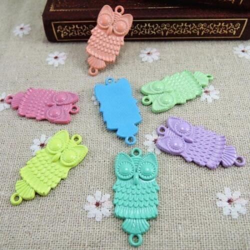 Wholesale Assorted Colors Animal Owl Charms 5pcs Jewelry Accessories 36.5*17MM ZN-28