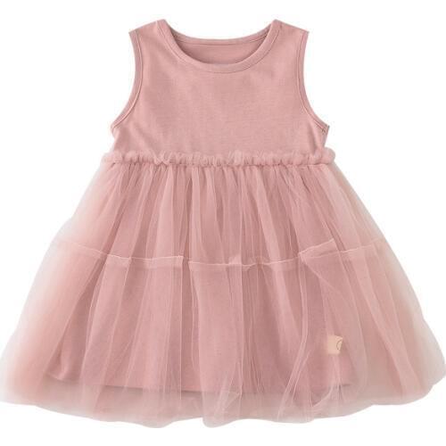 Girls Clothing Dress Stylish Cotton Mesh Stitching Sleeveless Princess Dress Kids Clothes Summer 2019 Little Girls Dresses New