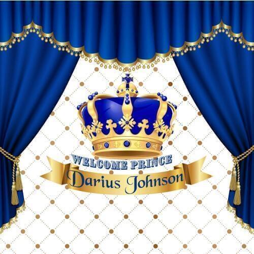 Custom Royal Blue Prince Crown Curtains backdrops High quality Computer print party photo studio background