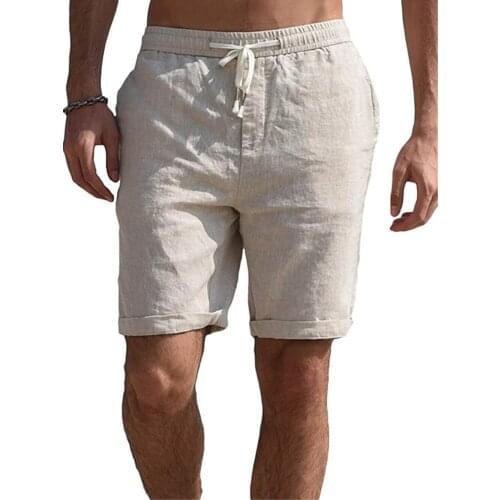 Casual Shorts Men 2021 Newest Summer Fashion Linen Solid Drawstring Casual Comfortable Sports Shorts Plus Size 3XL