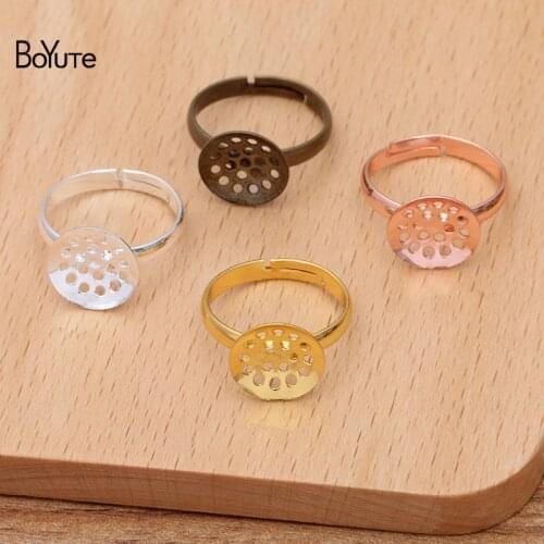 BoYuTe Custom Made (200 Pieces/Lot) 12MM Blank Ring Base Metal Brass Diy Adjustable Ring Settings Jewelry Accessories