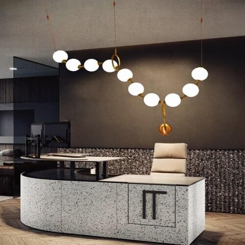 Modern Luxury LED Chandeliers Glass Ball Round Necklaces Creative 220V Hanging Lights Stairs Clothing Store Home Decorate Lamps