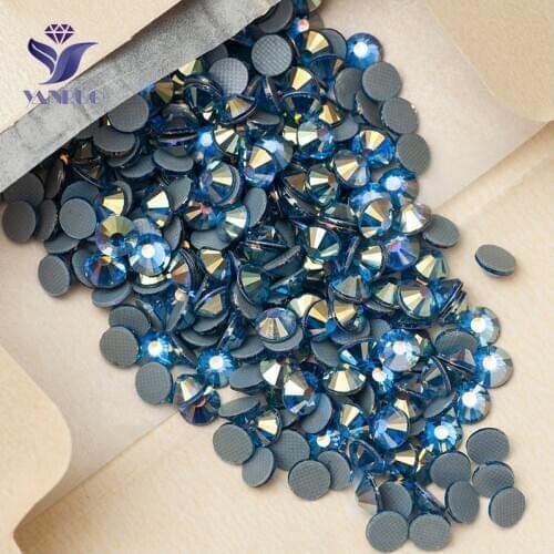 YANRUO 2058HF All Sizes Lt.Sapphire AB Hotfix Strass Flatback Crystals Stone Iron On Glass Rhinestones For Shoes