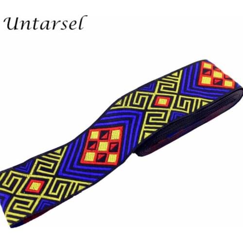 Untarsel 5yards/lot new fashion wide ribbon in fabric cotton webbing strap 50mm ethnic garment trim handmade crafts accessory
