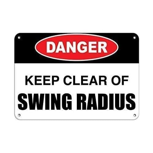 Danger Keep Clear Swing Radius Forklift and Crane Novelty Funny Metal Tin Sign Vintage Look Sign Metal Plate for Home Bar Coffee