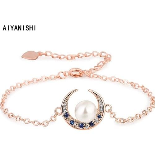 AIYANISHI 18K Gold Filled Pearl Bracelets MeniscusPearl Bangles Women Natural Freshwater Pearls Bracelets Jewelry Lovers Gifts
