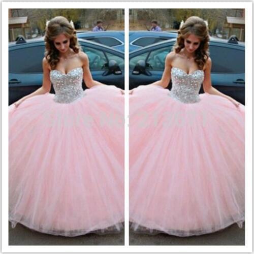 Blue Pink White Long Vestido Festa Longo Noite Corset Sparkly Tull Sequin Ball Gowns Wedding Dresses Party Prom Gown 2020