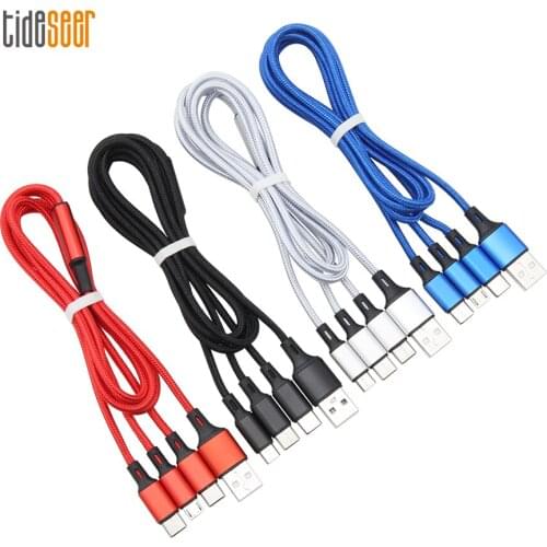 1.2m USB Cable for iPhone XS 11 12 8 Samsung Charging Charger 8Pin Type C Micro Usb Charge Wire Cord 3 in 1 Mobile Phone Cables