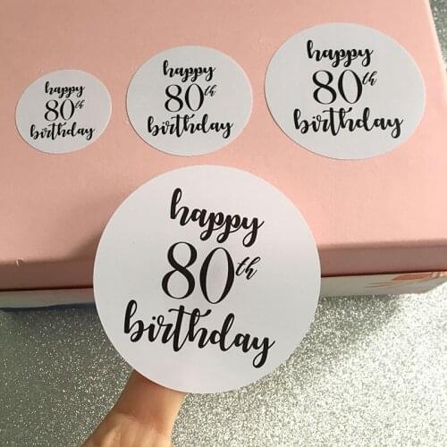 1.5/2/2.5/3 inch happy 80th birthday sticker labels Cake cookies bag creative Vinyl stickers seal sticker decorative stickers