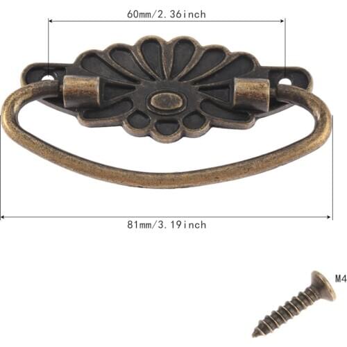 1Pc 81*40mm Wooden Box Furniture Handle Vintage Cupboard Cabinet Knob and Handles European Style Furniture Hardware