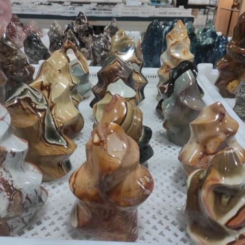 1pcs Natural Ocean Jasper flame shaped Carved Crystal Craft Statue for Decoration